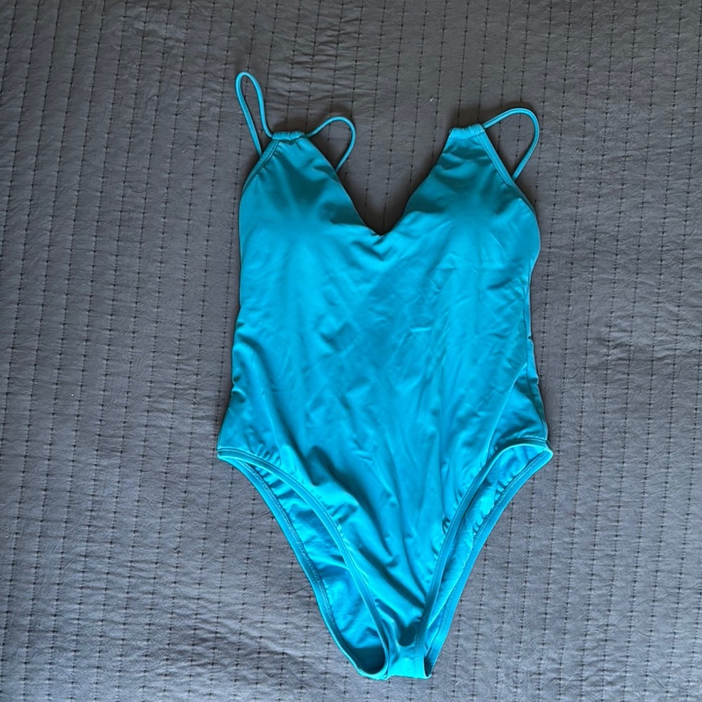 Shade & Shore Blue One Piece Swimsuit Scoop Neck